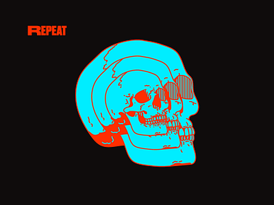 REPEAT design druk graphic harryvector illustration line minimal red repeat skull tattoo typography