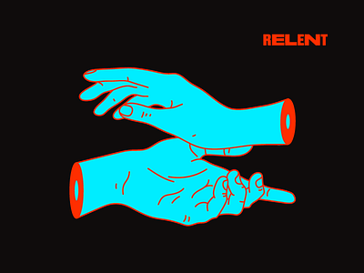 RELENT design graphic hands harryvector illustration line minimal occult red relent tattoo typography