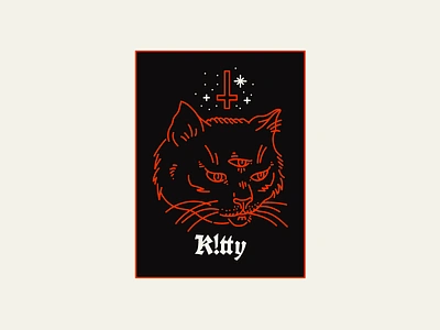 All Seeing K!tty cat design graphic harryvector illustration kitty line minimal occult red satanic typography