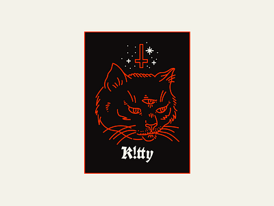 All Seeing K!tty cat design graphic harryvector illustration kitty line minimal occult red satanic typography
