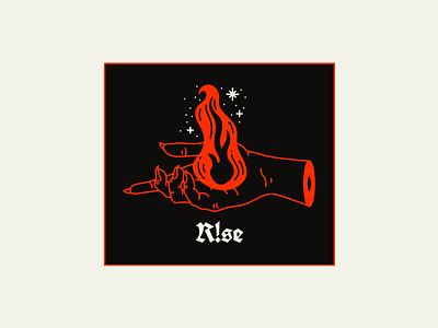 R!se design flame hand harryvector illustration line minimal occult red satanic typography witch
