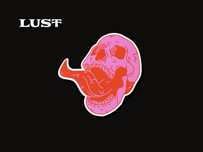 7 Deadly Sins: Lust 😛💀 design graphic harryvector illustration line lust minimal red seven sins skull sticker sticker pack tattoo tongue type