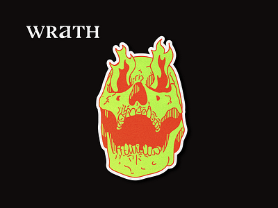7 Deadly Sins: Wrath 🔥💀 death design graphic harryvector illustration line minimal red seven sins skull sticker sticker pack tattoo type typography wrath