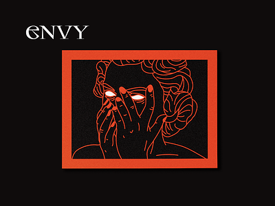 7 Deadly Sins: Envy 😠🙈 deadly design envy graphic harryvector illustration line minimal red sins sticker sticker pack tattoo type typography