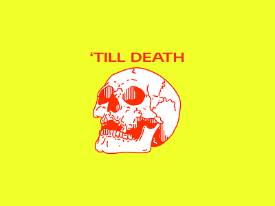 'TILL DEATH death design flash tattoo graphic harryvector illustration line minimal red skull tattoo type typography yellow