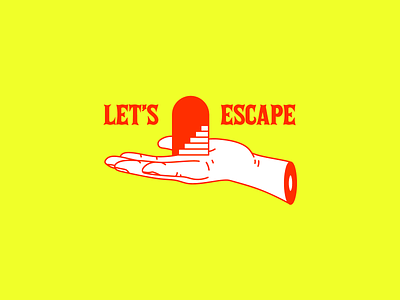 LET'S ESCAPE design door escape graphic hand harryvector illustration line minimal occult red tattoo type typography