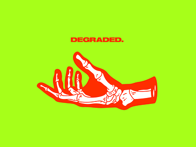 DEGRADED. design graphic green hands harryvector illustration line minimal red skeleton tattoo type typography