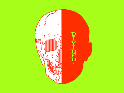 DIVIDED. death design divided graphic half harryvector illustration line minimal red skull tattoo type typography