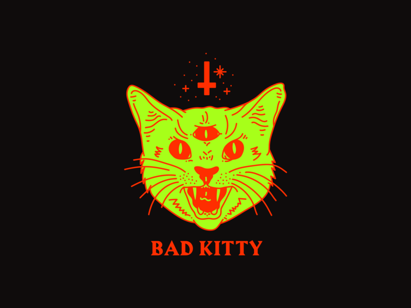 Bad Kitty cat design graphic halloween harryvector illustration kitten kitty line minimal occult red spooktober tattoo type typography