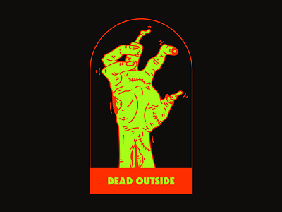 Dead Outside dead outside design graphic green halloween hand harryvector illustration line minimal red spooktober spooky type typography walking dead zombie