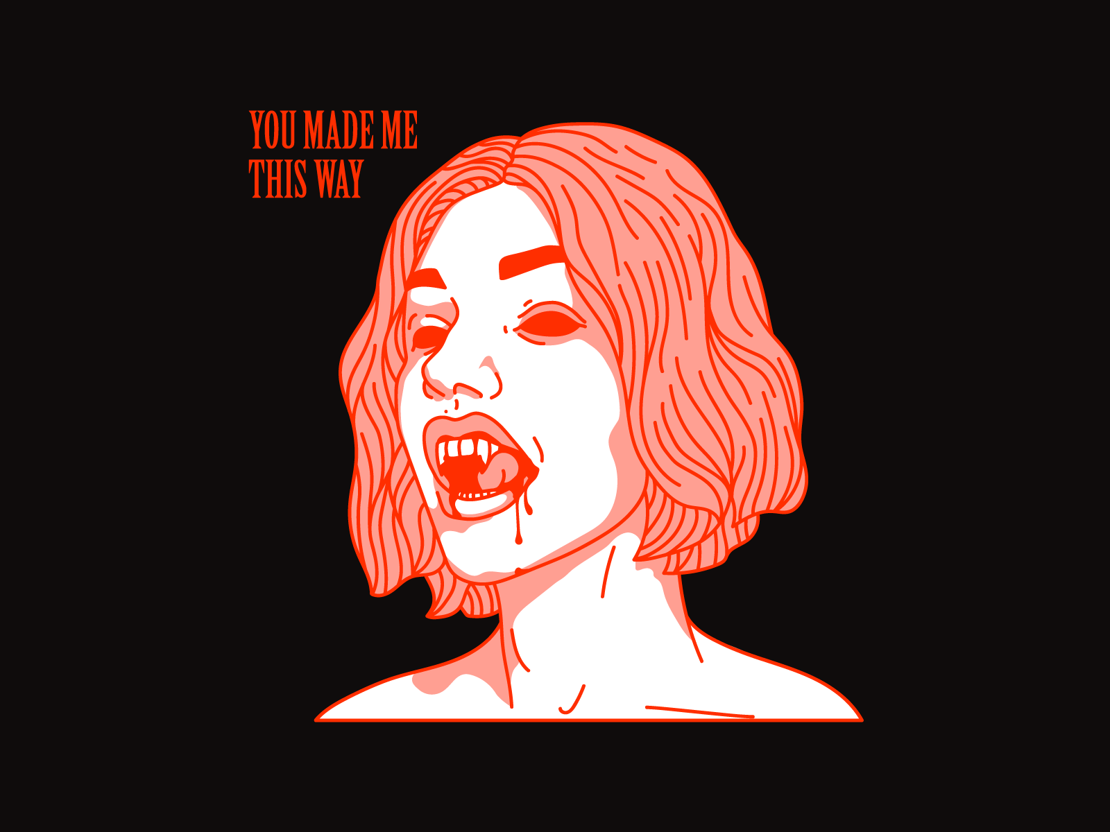 YOU MADE ME THIS WAY blood design dracula graphic halloween harryvector illustration line minimal red spooktober tattoo type typography vampire