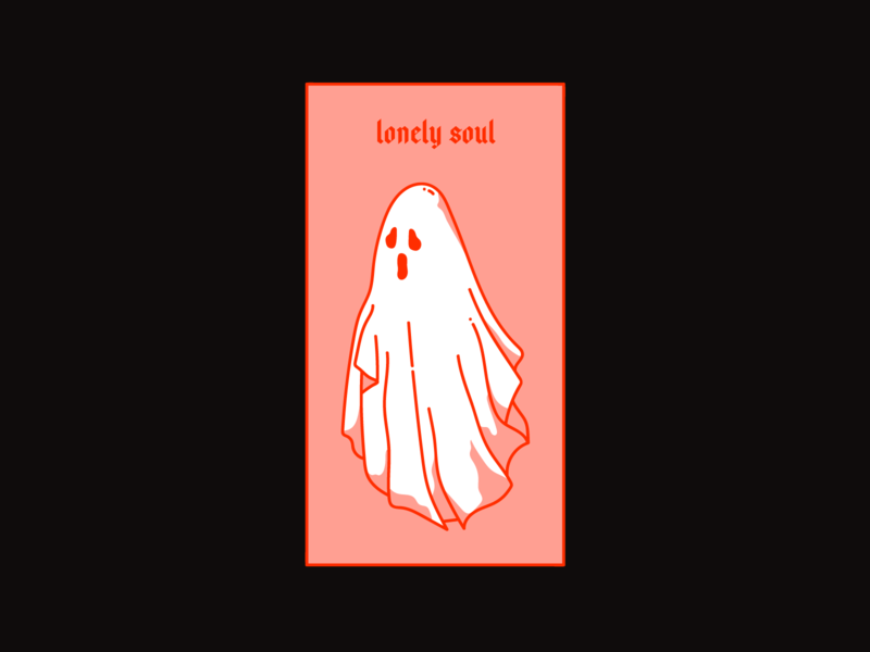 lonely soul design ghost ghoul graphic halloween harryvector illustration line minimal pink red soul spooktober tattoo type typography