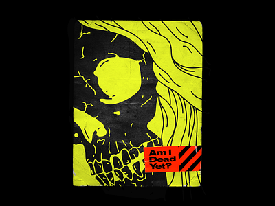 Am I Dead Yet? brutalism design graphic illustration paper poster red skull tape texture type yellow