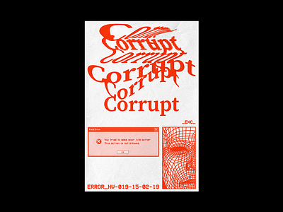 Corrupt brutalism corrupt design digital error graphic illustration line mockup poster red type typography windows