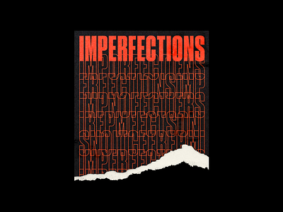 IMPERFECTIONS brutalism design graphic line mokcup poster red repeat tear type typography