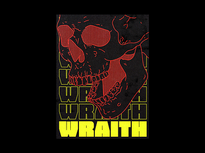Wraith brutalism design graphic illustration line mockup poster red skull typography wraith