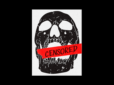 Censored brutalism censorship design graphic illustration line mockup poster red skull tape type typography