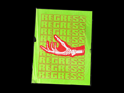 REGRESS design graphic green hand illustration line mock up outlined plastic poster red regress typography