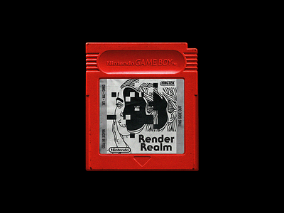 Render Realm cartridge design game game boy graphic illustration line mock up nintendo retro type typography