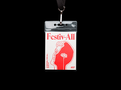 Festiv-All brutalism design festival graphic illustration lanyard line red typography