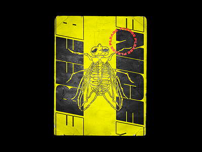 BEE NICE bee dead graphic illustration line poster red skeleton typography yellow