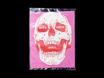 $ell Your Soul brutalism consumerism design graphic illustration line pink poster red skull type typography