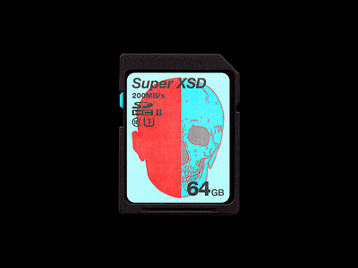 𝙎𝙪𝙥𝙚𝙧 𝙓𝙎𝘿 brutalism design graphic illustration line minimal mock up red sd card skull type typography