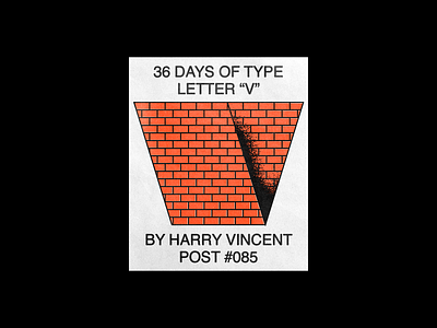 V bricks brutalism design gradient graphic illustration line minimal poster red spray type typography v