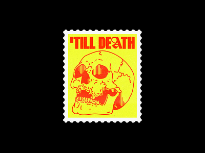 'Till Death brutalism design graphic illustration line minimal red skull stamp type typography