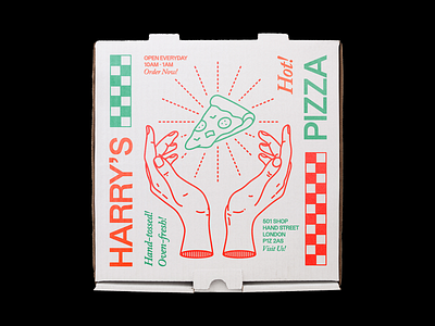 Harry's Pizza design graphic green illustration kern line pizza red type typography