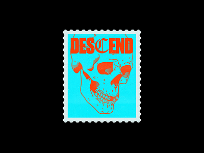 DESCEND brutalism descend design graphic illustration line minimal skull stamp type typography