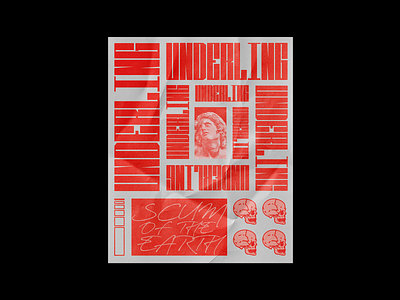 Underling brutalism design graphic illustration line poster red skull type typography underling