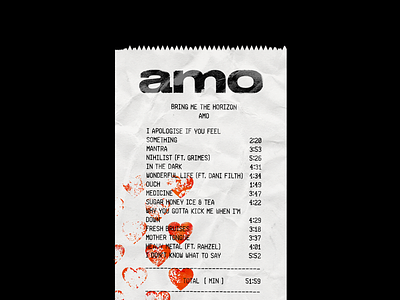 amo Receipt* album album cover amo band bmth bring me the horizon brutalism design graphic hearts metal minimal oliver sykes red rock type typography