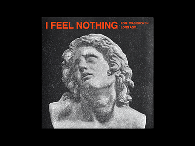 I FEEL NOTHING brutalism design graphic poster red statue type typography