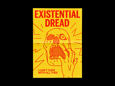 Existential Dread anxiety design dread graphic illustration line minimal red skull stress type typography yellow