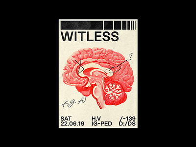 Witless brain brutalism design doctor graphic illustration minimal poster red type typography witless