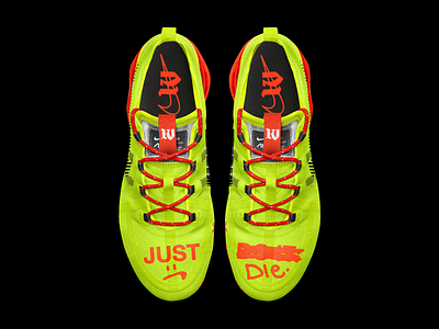 Vapormax brutalism custom death design graphic illustration just do it mockup nike red shoes sneakers type typography vapormax volt yellow
