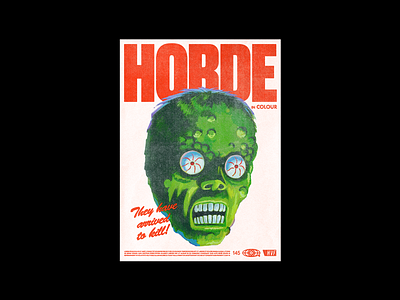 HORDE alien brutalism design graphic horror horror movie illustration poster red retro scifi type typography vintage zombie