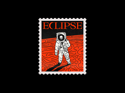 Eclipse astronaut design graphic illustration line minimal nasa red space type typography