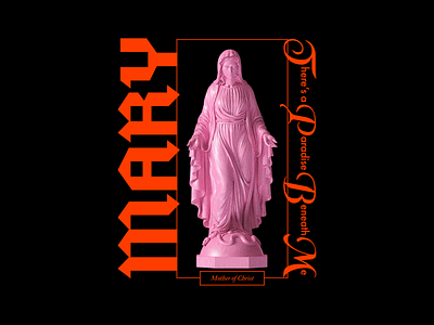 Mary 3d brutalism design graphic mary minimal red render statue type typography