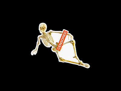 CENSORED censored death design graphic illustration minimal red skeleton skull sticker type typography