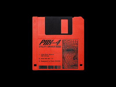 Piix 4 Utility Driver brutalism design floppy disc graphic illustration line minimal red retro tech type typography