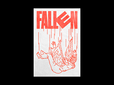 FallEn angel brutalism design fallen graphic illustration line minimal poster red type typography