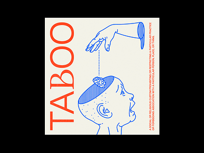 TAᏰOO blue brutalism design graphic hands illustration line minimal poster red taboo type typography