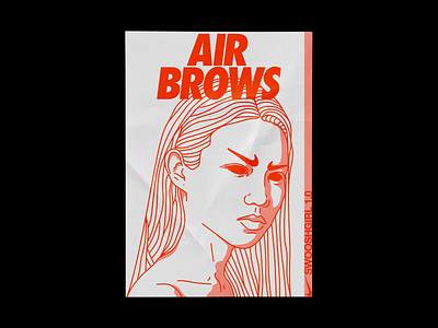 Airbrows brutalism design eyebrows graphic illustration line minimal nike nike air portrait poster red type typography woman