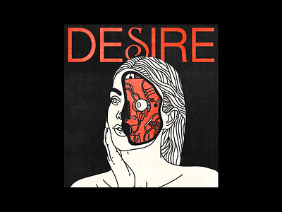 Desire android brutalism design graphic illustration line minimal poster red robot type typography westworld