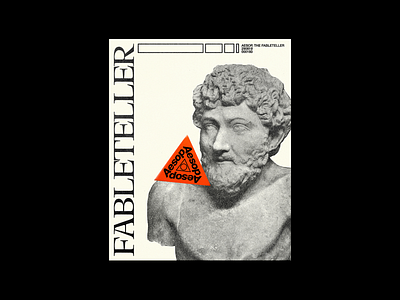 Fableteller aesop brutalism design graphic line minimal poster red statue type typography