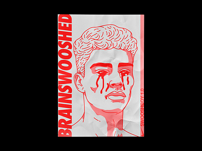 Brainswooshed brutalism design graphic illustration line minimal nike nike air portrait poster red swoosh tears type typography