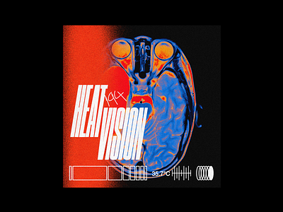 Heat Vision brutalism design druk graphic heat line minimal poster skull type typography x ray