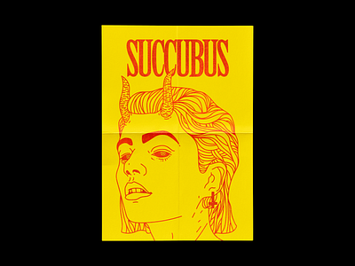 5/21 Succubus brutalism demon design graphic halloween illustration line minimal portrait poster red succubus type typography yellow